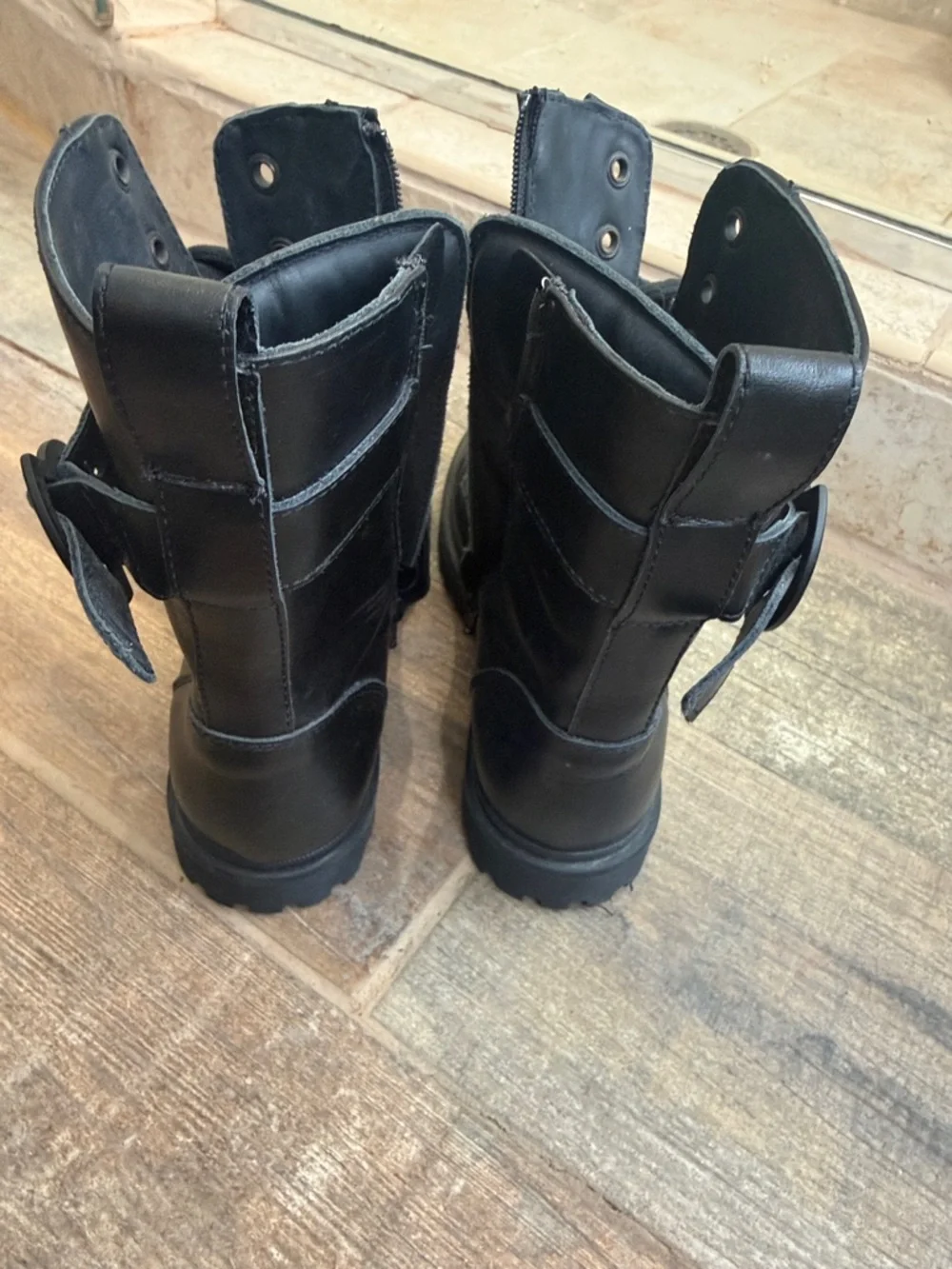 Monclear Black Leather Combat Boots 38 - Picture 4 of 5